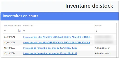 Inventaires en cours
